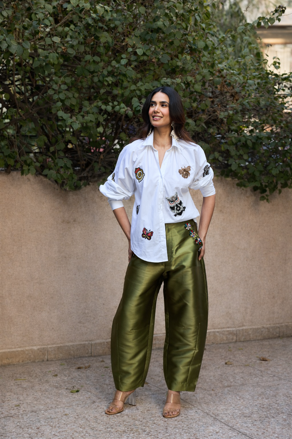 Embellished Patchwork Shirt - White