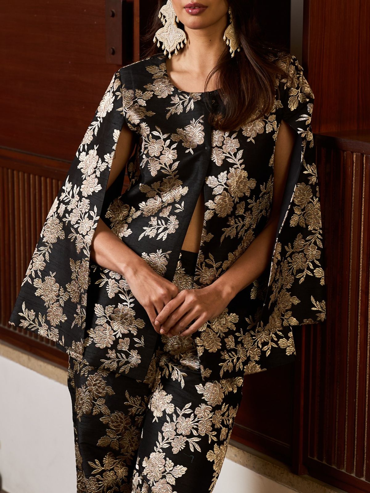 Floral Co-ord silk brocade set