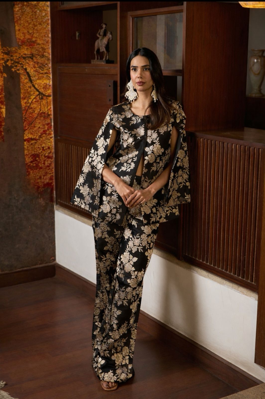 Floral Co-ord silk brocade set