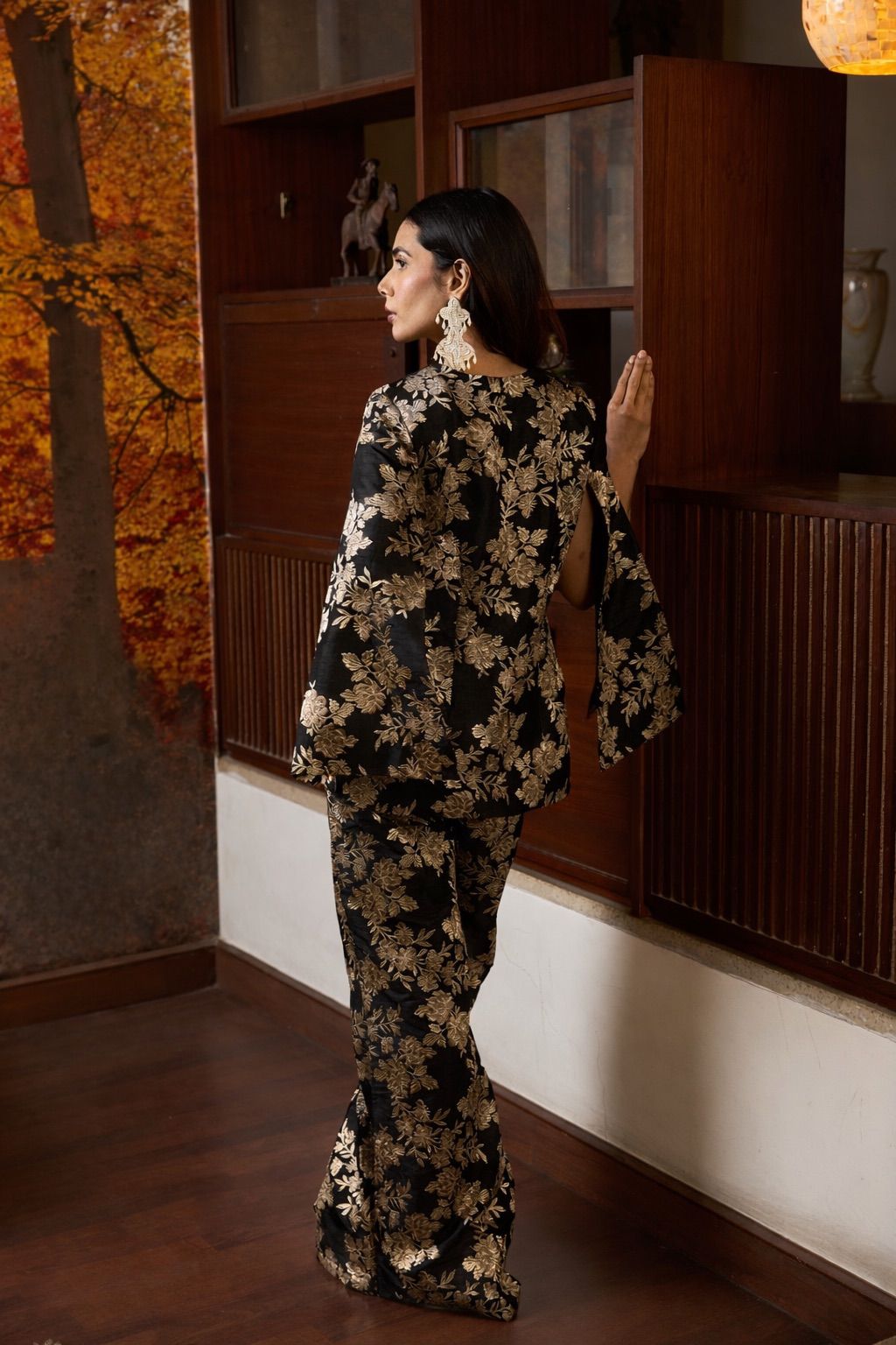 Floral Co-ord silk brocade set